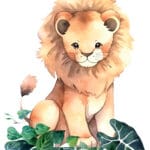 Affiche Prénom bébé savane à personnaliser - lion