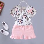 Ensemble fleurs d'été pour petites filles - Fleurs rose
