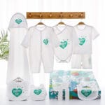 Coffret Cadeau Naissance Vêtements Bébé été - Coeur vert