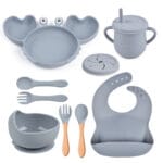 Ensemble repas complet pour bébé - Crabe 8 pces - Gris Bleu