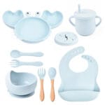 Ensemble repas complet pour bébé - Crabe 8 pces - Bleu ciel