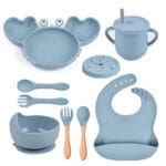 Ensemble repas complet pour bébé - Crabe 8 pces - Bleu